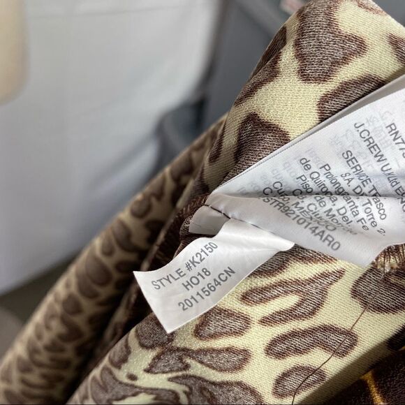 J Crew Factory Womens Leopard Print Dress Size 00 Long Sleeve Brown Tan - Picture 10 of 10